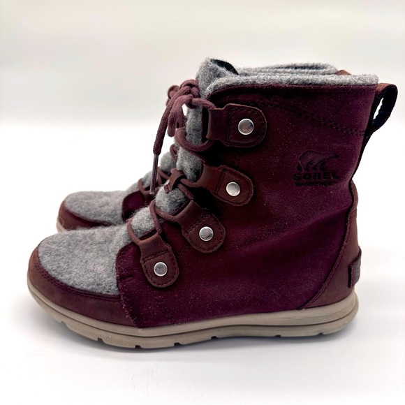 SOREL | Explorer Joan Felt 100g Waterproof Winter Boots in Redwood Size 8.5 - Picture 13 of 14